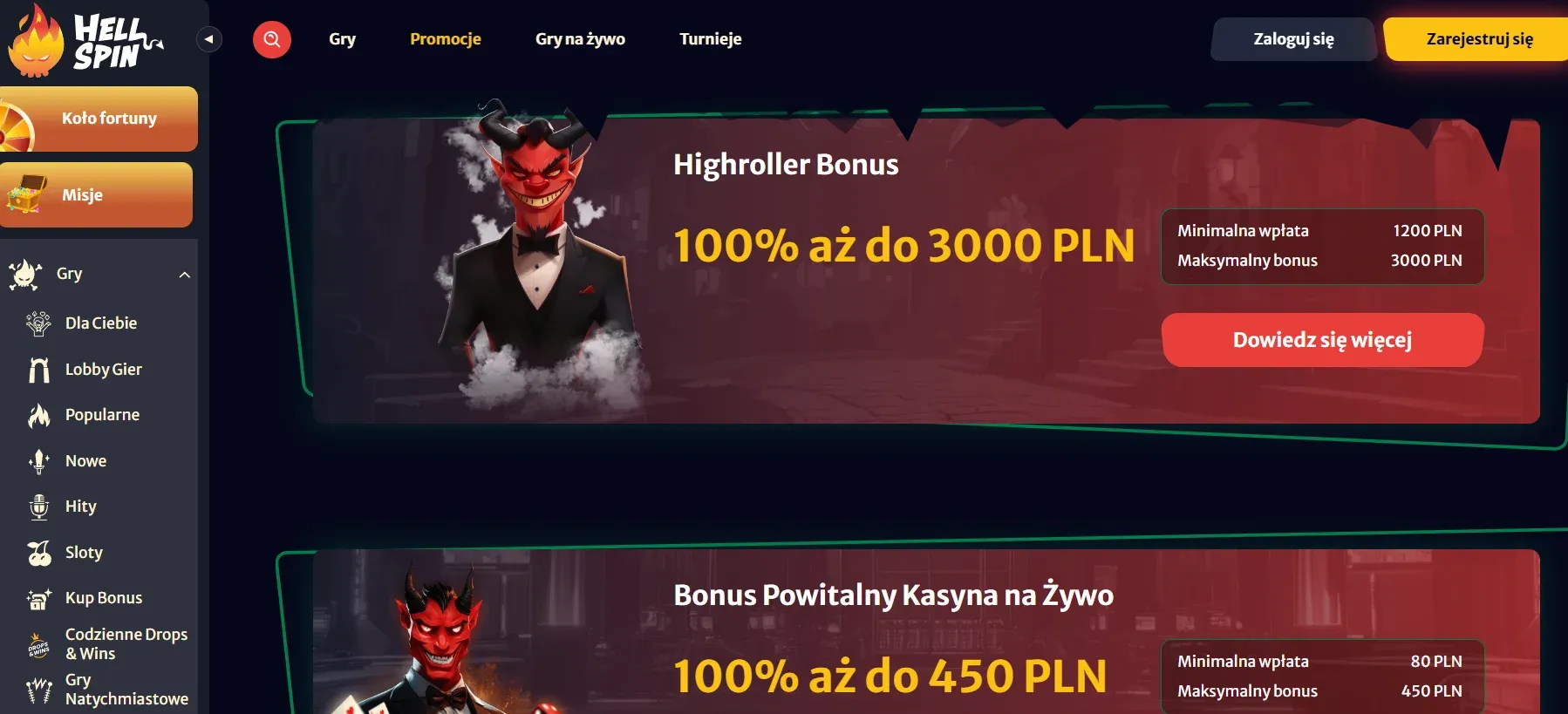 bonusy w hell spin casino